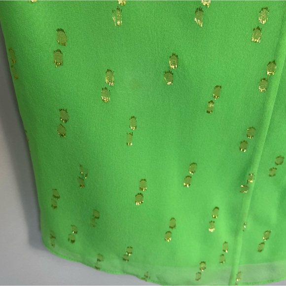 Lilly Pulitzer Gianna Silk Strappy Ruffle Mini Dress Green Metallic Gold Dot XS - Picture 14 of 14